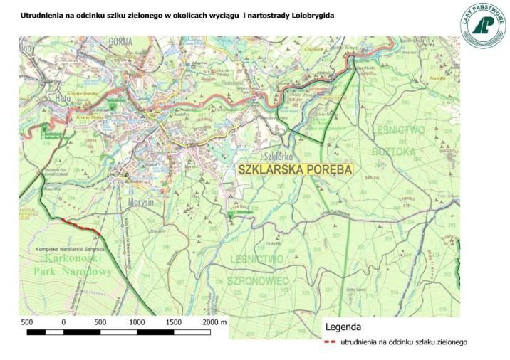 Utrudnienia na zielonym szlaku Jelonka wiadomości Szklarska Poręba