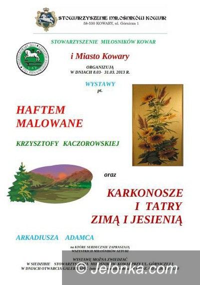 Region: Haftem malowane i góry na fotografii w kowarskim Domu Tradycji