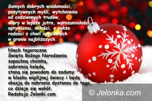 Jelenia Góra: Rodzinnych, radosnych i pełnych miłości świąt!