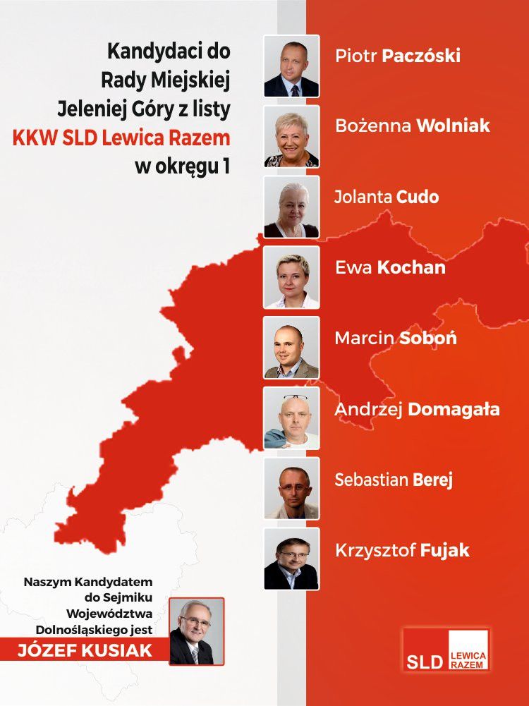 Jelenia Góra: Kandydaci na Radnych z Okręgu I z KKW SLD Lewica Razem