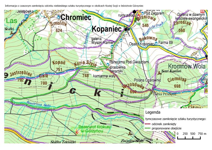 Kopaniec: Zamknięty szlak w rejonie Kopańca