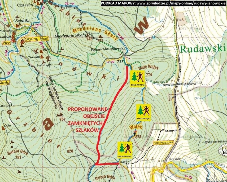 Region: Zamknięte szlaki w Rudawach Janowickich