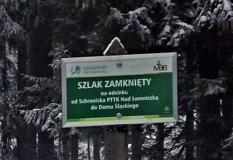Karkonosze: Zamknięty szlak przez Kocioł Łomniczki