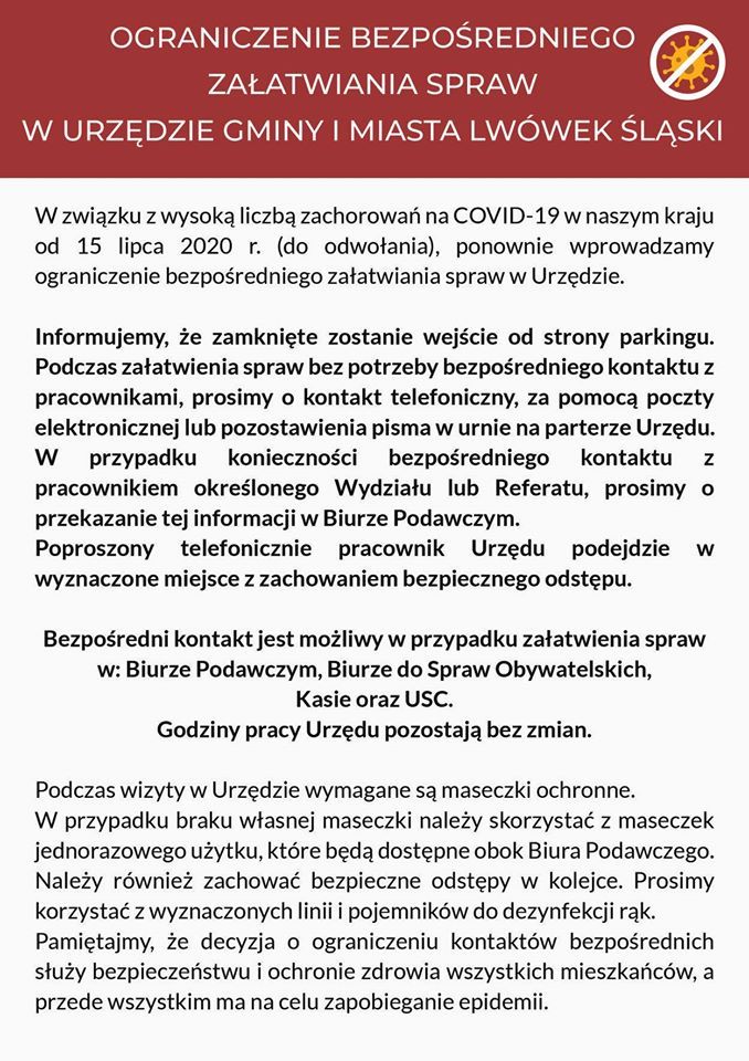 Lwówek Śląski: W lwóweckim magistracie z ograniczeniami