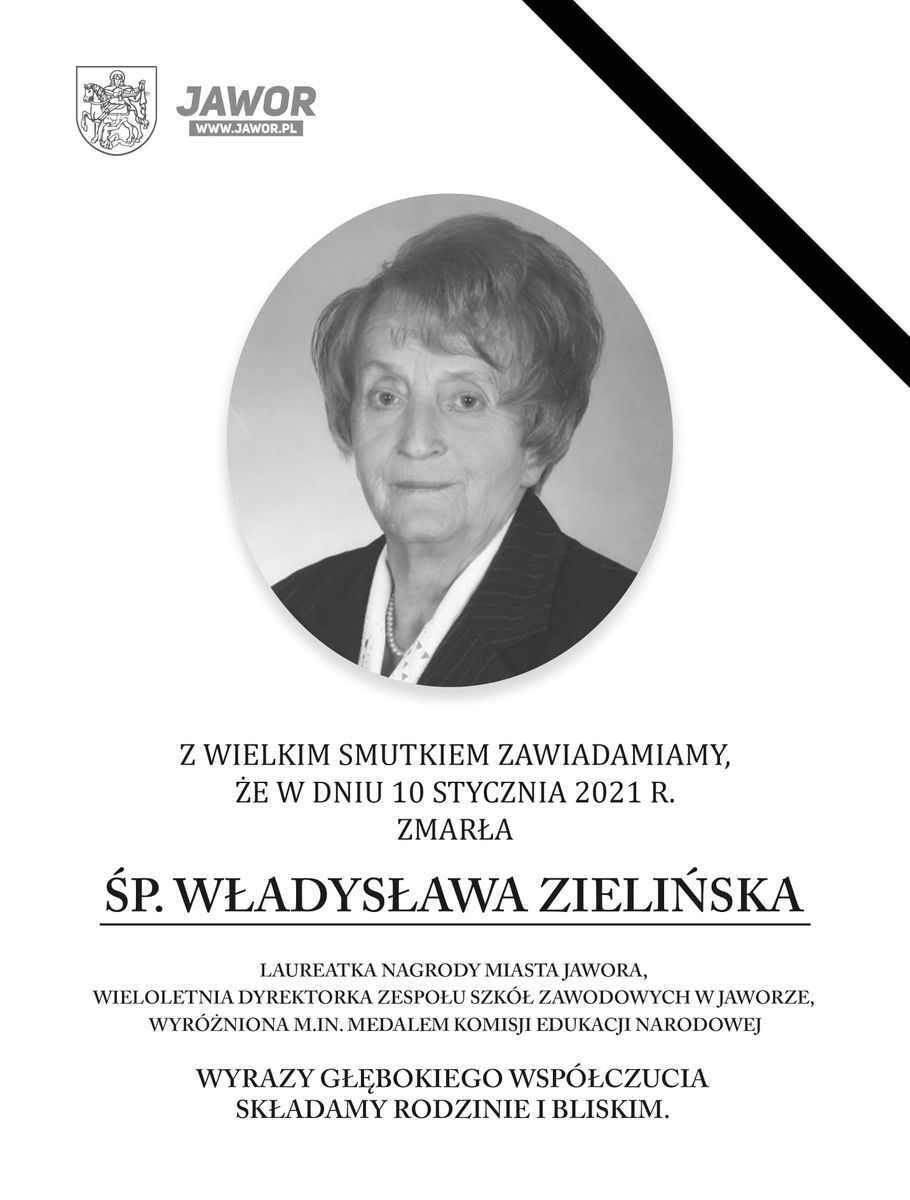 Jawor: Nie żyje Władysława Zielińska