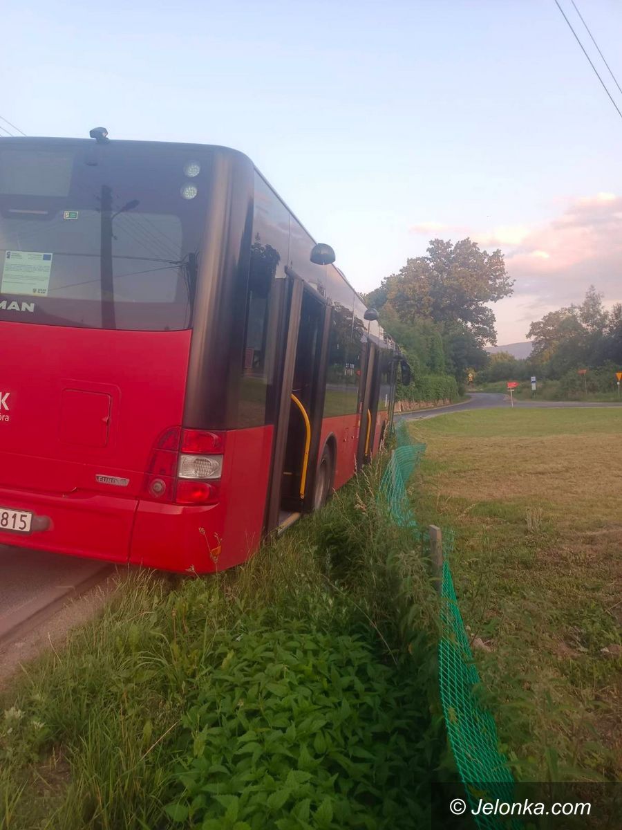 Jelenia Góra: Autobus utknął na poboczu