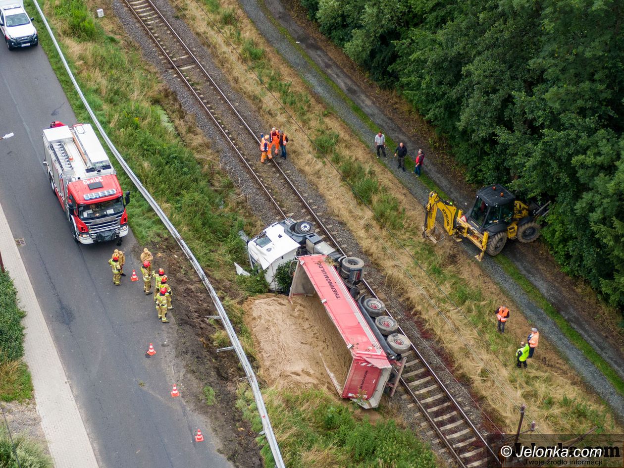 Jelenia Góra: Ciężarówka na torach – pociągi wstrzymane!