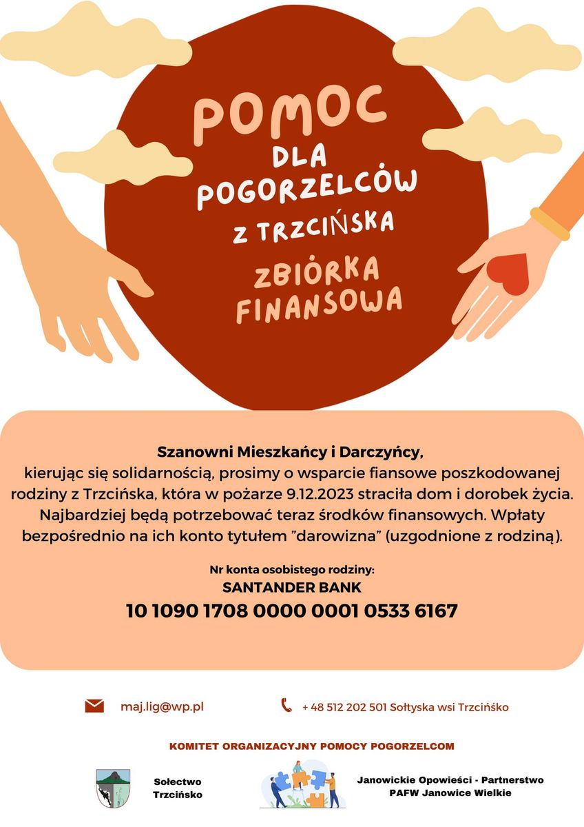 Powiat: Pomoc dla pogorzelców z Trzcińska