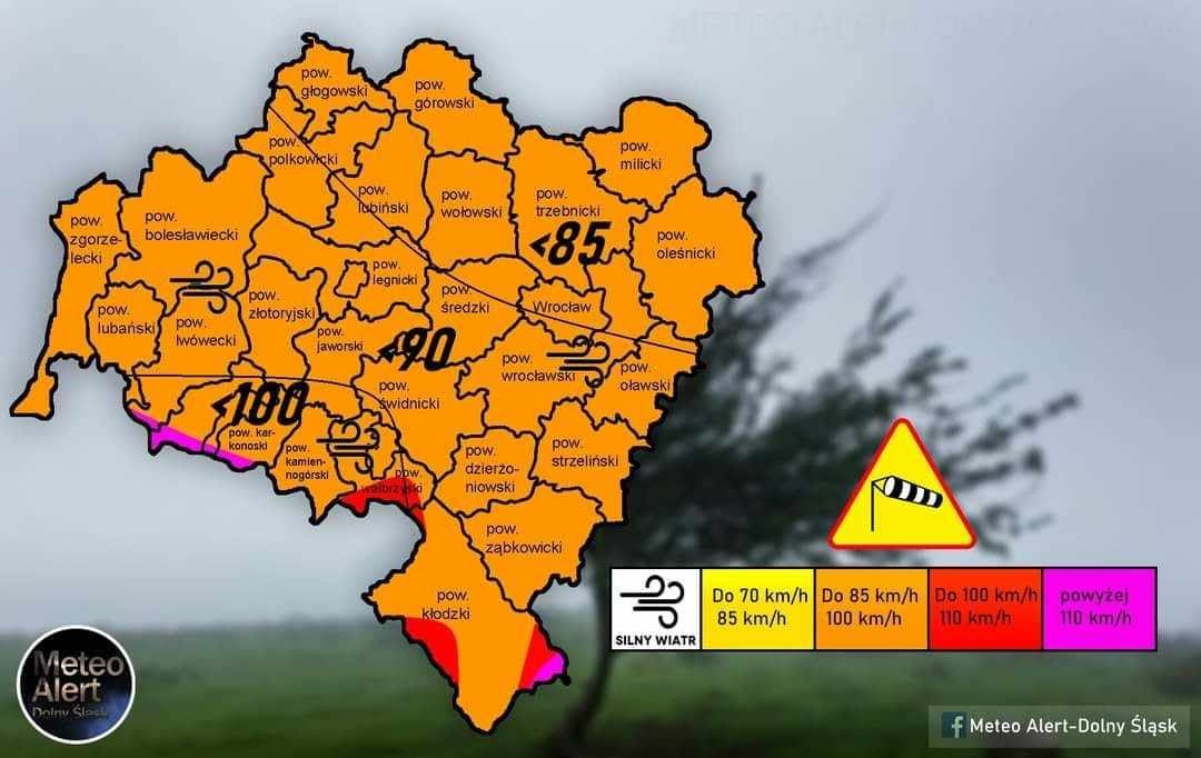 Dolny Śląsk: W Jeleniej Górze ma wiać nawet 100 km/h