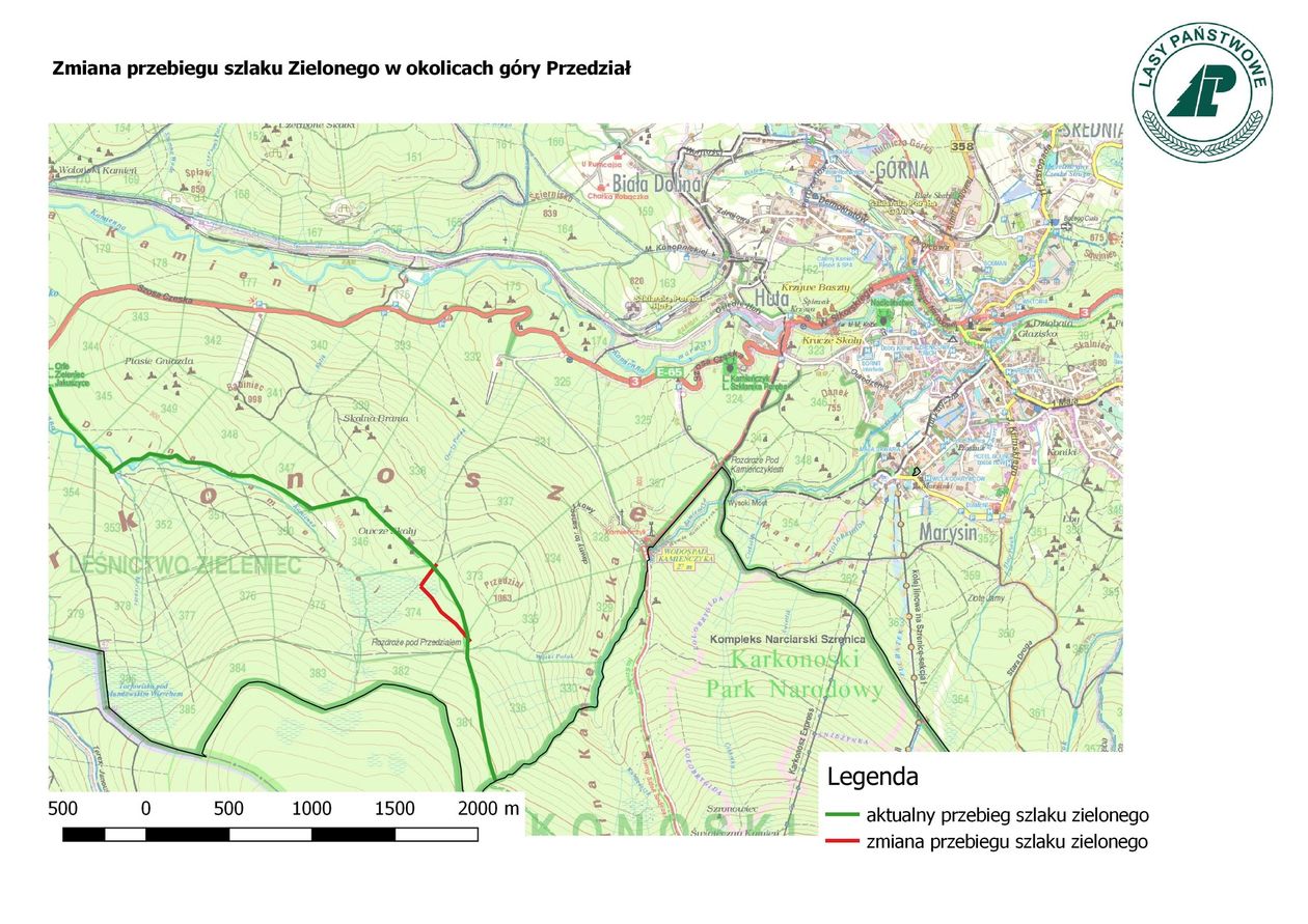 Karkonosze: Zmiana przebiegu szlaku zielonego