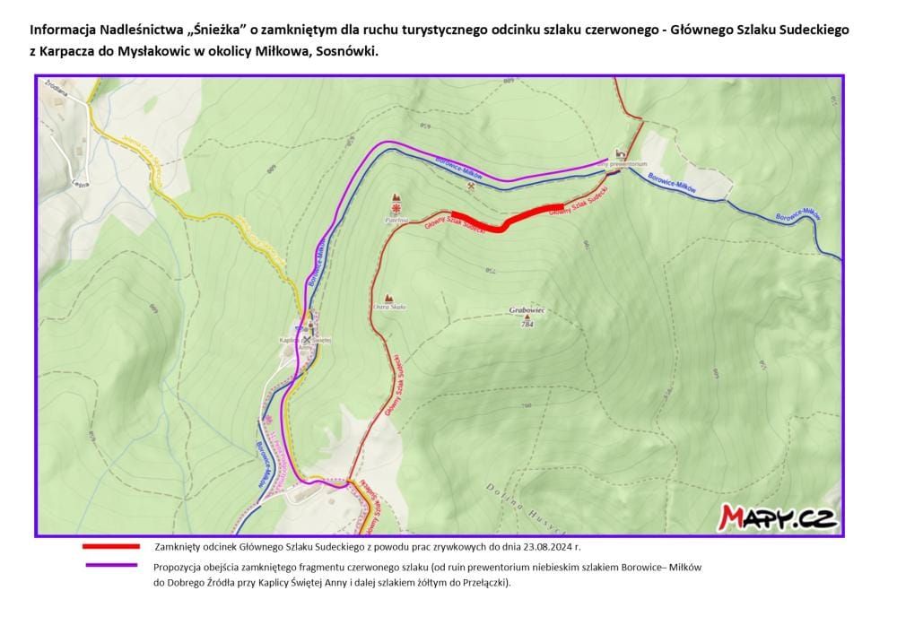 Karkonosze: Zamknęli kawałek szlaku