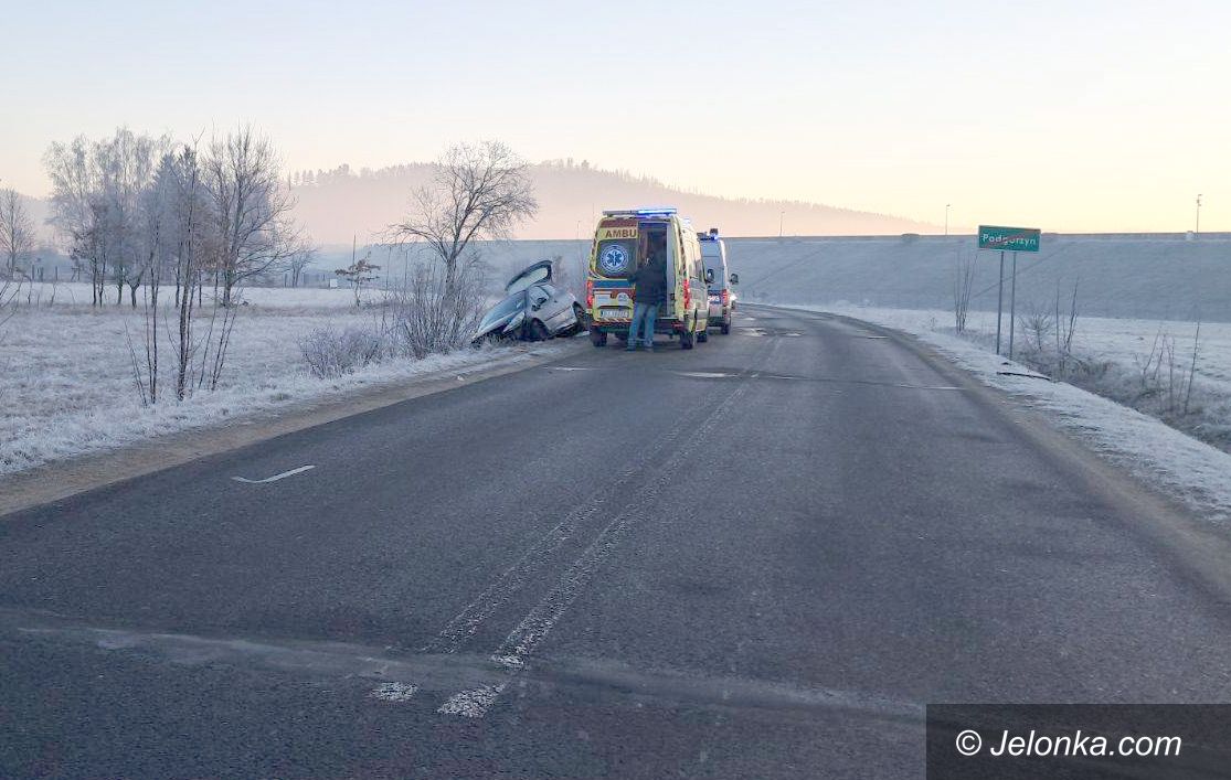 Podgórzyn: Auto wypadło z drogi