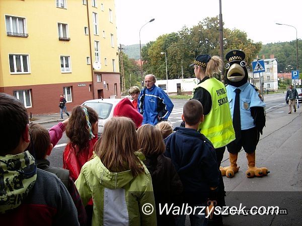 Wałbrzych: Inspektor Kruk uczy przechodzić przez ulicę