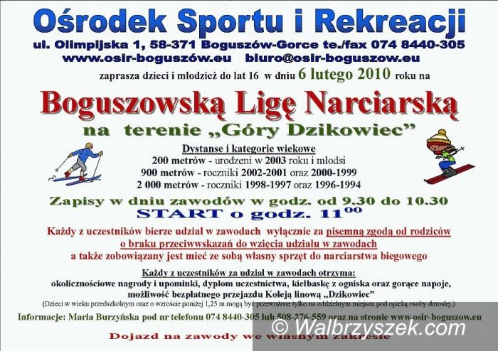 Bogusżów-Gorce, Dzikowiec: Boguszowska Liga Narciarska już jutro