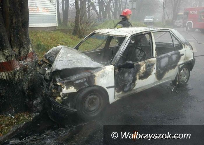 REGION, Szczawno-Zdrój: Płonący samochód w Szczawnie–Zdroju