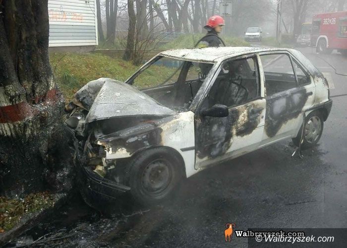 REGION, Szczawno-Zdrój: Płonący samochód w Szczawnie–Zdroju