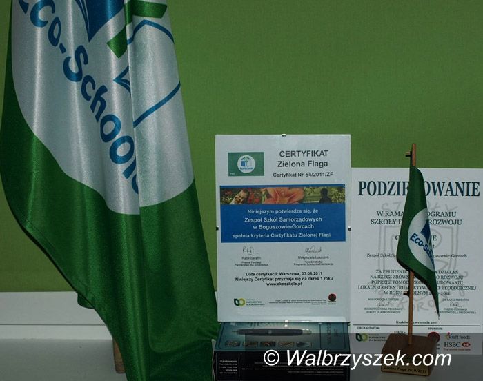 REGION, Boguszów-Gorce: Zespół Szkół  Samorządowych w Boguszowie–Gorcach już po raz drugi otrzymał międzynarodowy certyfikat Zielonej Flagi