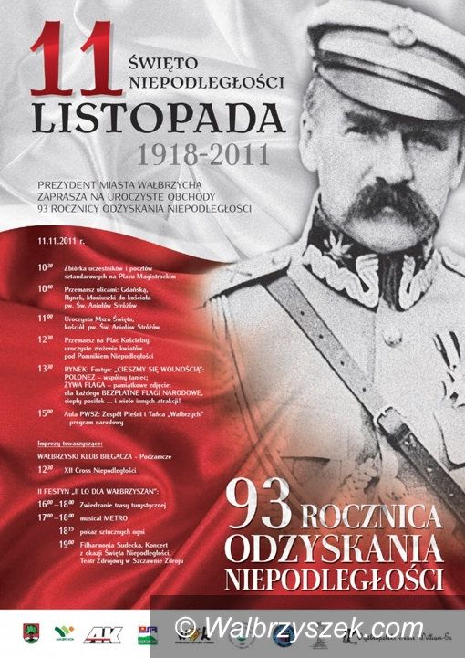 Wałbrzych: Obchody rocznicy odzyskania niepodległości w Wałbrzychu