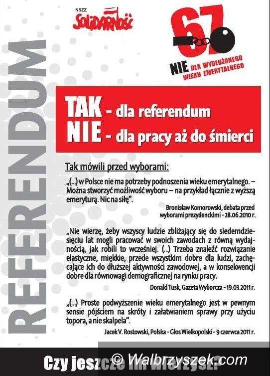 Wałbrzych: „Solidarność” za referendum w sprawie emerytur