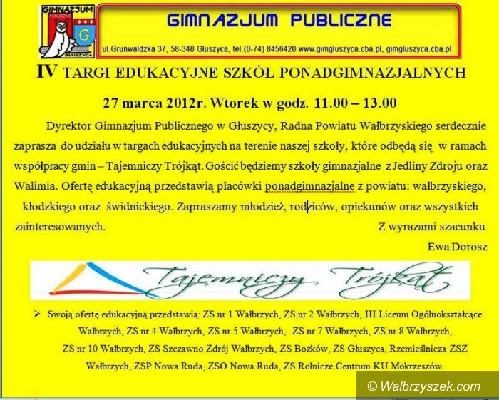 REGION, Głuszyca: Zapraszamy na targi edukacyjne do Głuszycy