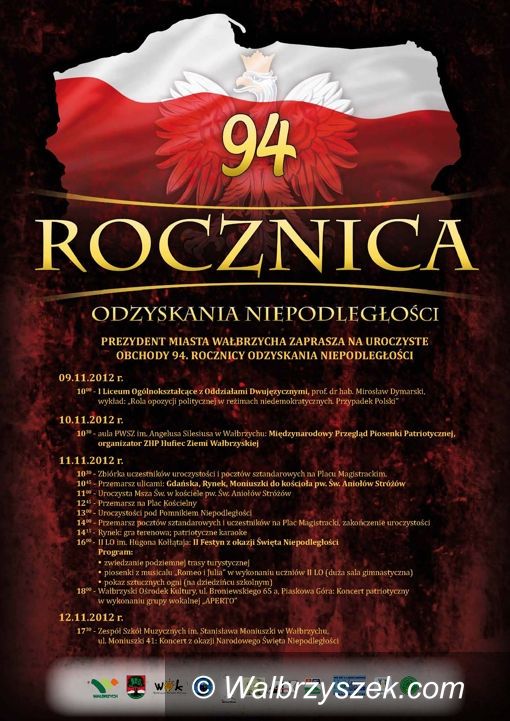 Wałbrzych: Co nas czeka w Wałbrzychu w 94. rocznicę odzyskania niepodległości