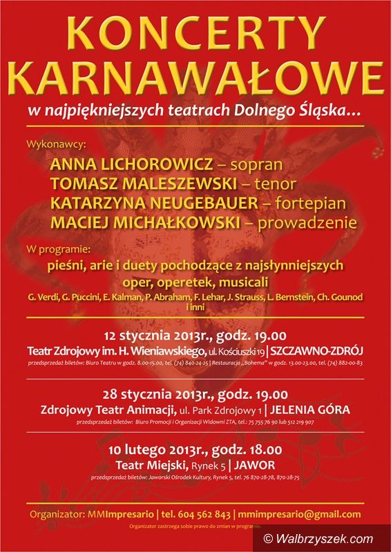 REGION, Szczawno Zdrój: Koncert karnawałowy w Teatrze Zdrojowym