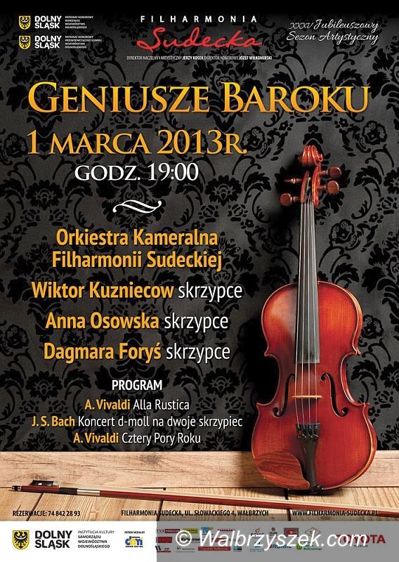 Wałbrzych: Geniusze Baroku w Filharmonii Sudeckiej