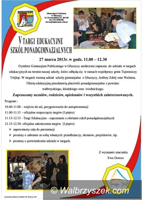 REGION, Głuszyca: V Targi Edukacyjne Szkół Ponadgimnazjalnych odbędą się w Głuszycy