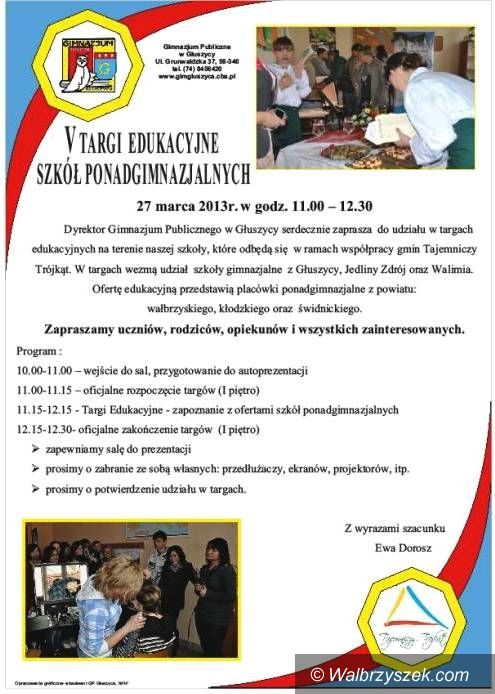 REGION, Głuszyca: V Targi Edukacyjne Szkół Ponadgimnazjalnych odbędą się w Głuszycy