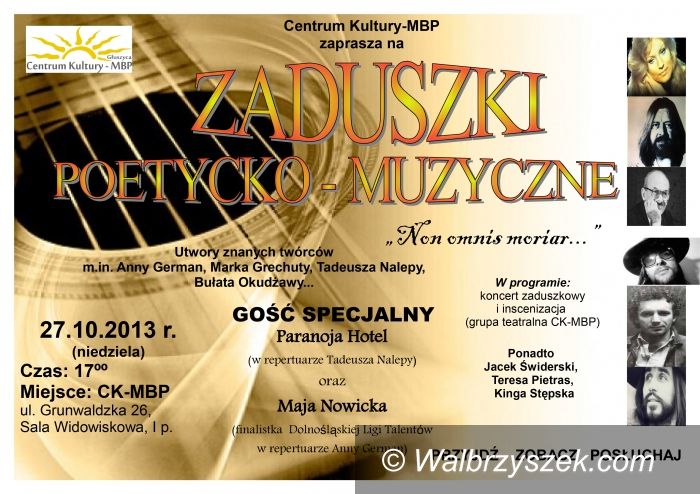 Głuszyca: CK–MBP zaprasza na Zaduszki Poetycko–Muzyczne