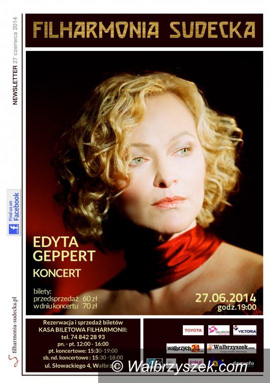 Wałbrzych: Edyta Geppert zaśpiewa w Filharmonii Sudeckiej