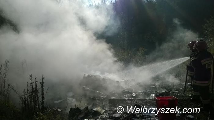 Wałbrzych: Pożar na terenie byłej huty szkła