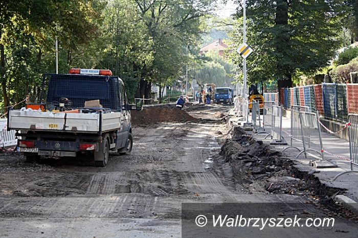 Wałbrzych: Trwają prace przy ulicy Niepodległości