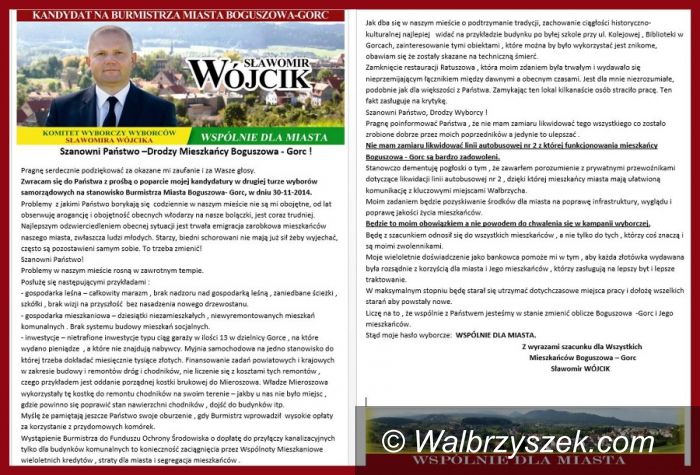 REGION, Boguszów-Gorce: Sławomir Wójcik – kandydat na burmistrza Boguszowa–Gorc – wydał oświadczenie