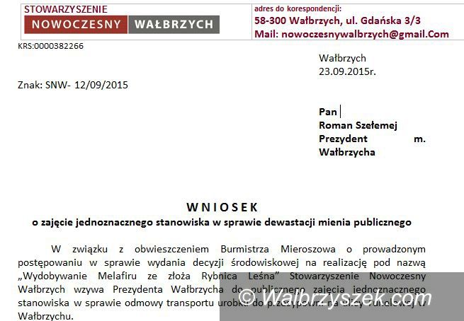 Wałbrzych: Nowoczesny Wałbrzych w sprawie dewastacji ulicy Wałbrzyskiej