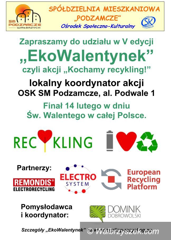 Wałbrzych: V edycja „EkoWalentynek” – czyli akcja „Kochamy recykling!”