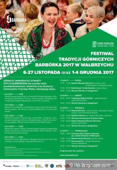 Wałbrzych: Znamy szczegółowy harmonogram Festiwalu Tradycji Górniczych Barbórka 2017