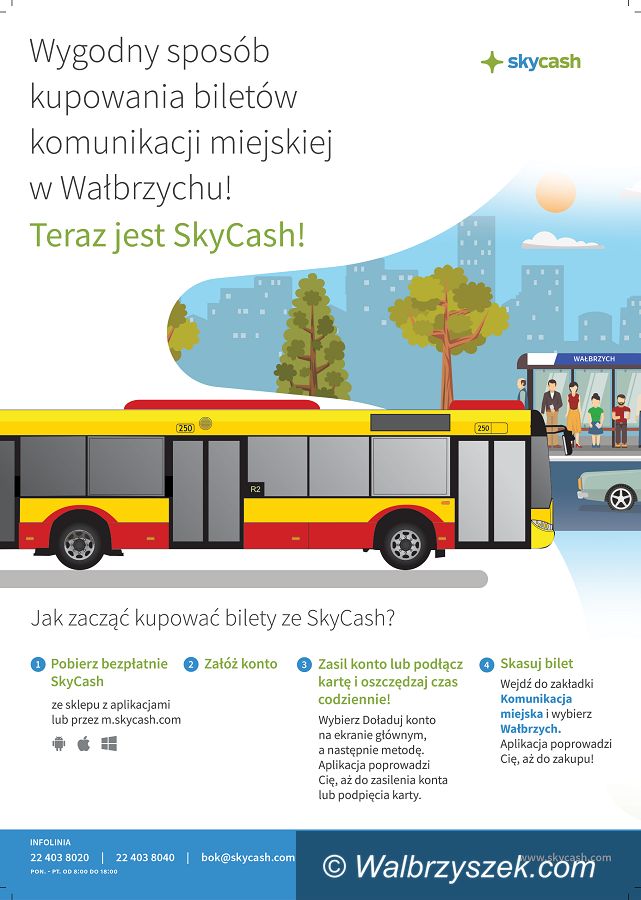 Wałbrzych: Wałbrzych kupuje bilety komunikacji miejskiej mobilnie