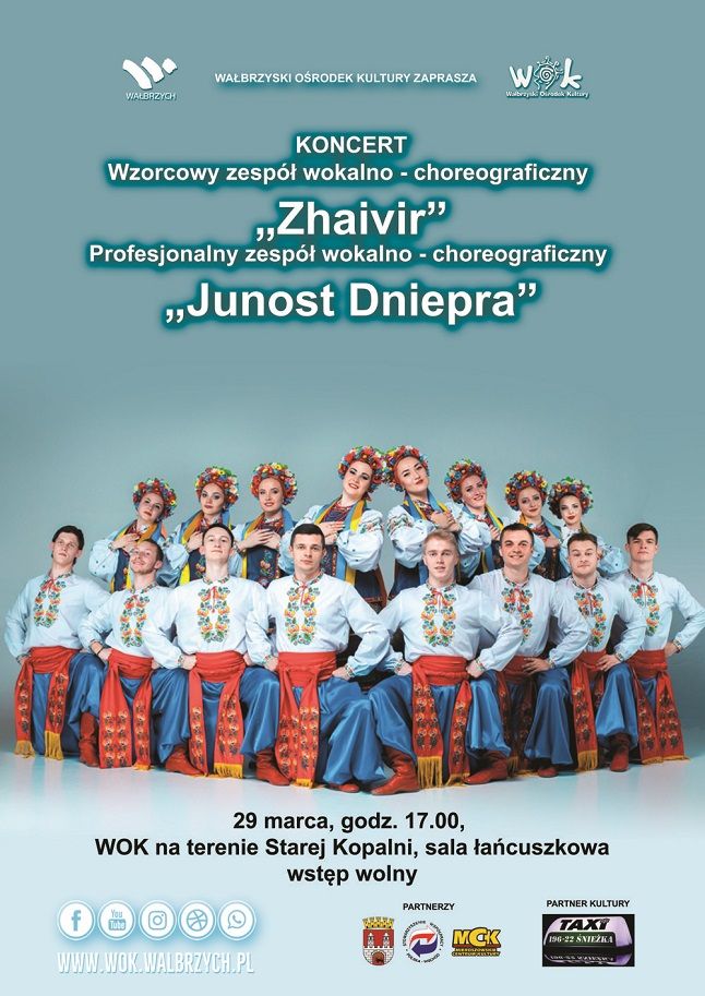 Wałbrzych: Koncert zespołów Zahaivir i Junost Dniepra już w piątek