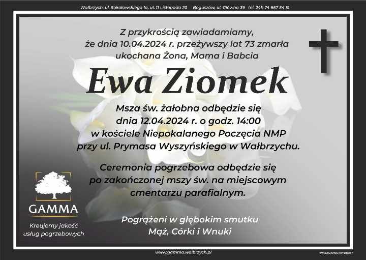 Wałbrzych: Zmarła Ewa Ziomek