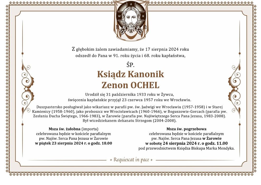 REGION: Zmarł ksiądz Zenon Ochel