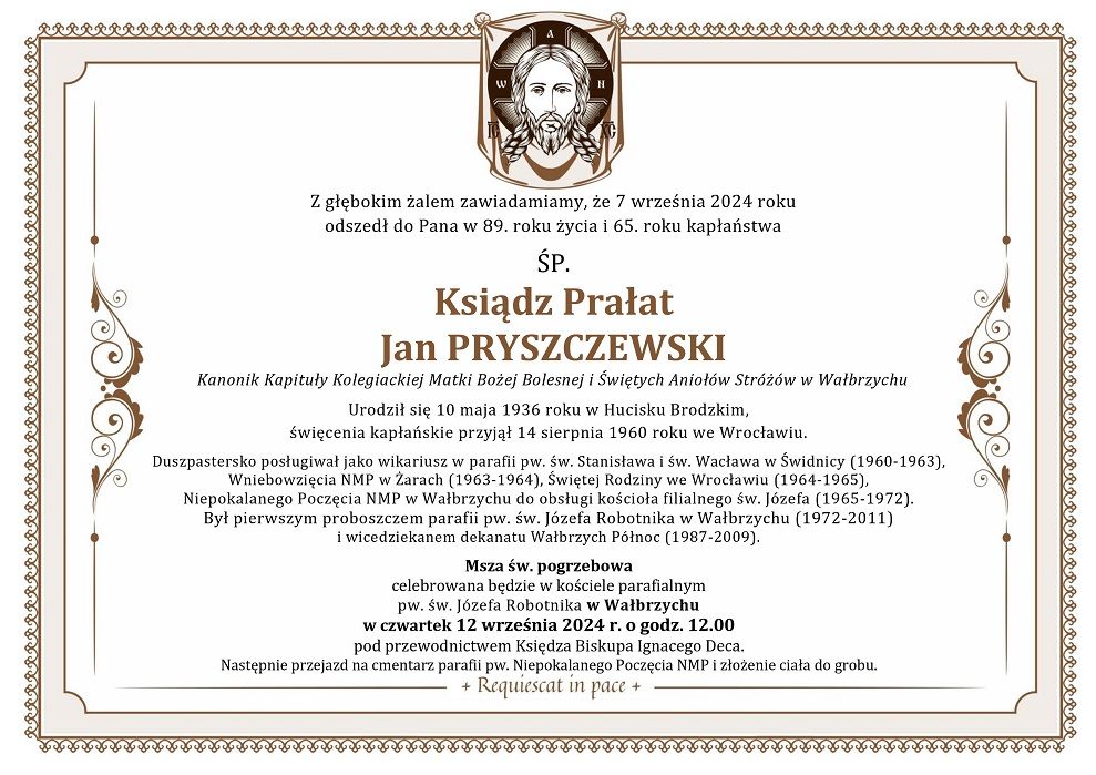 Wałbrzych: Zmarł ksiądz Pryszczewski