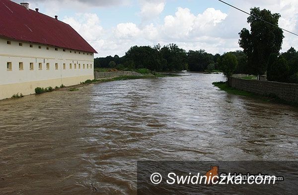 powiat świdnicki: Wzburzona woda w Bystrzycy – były zrzuty z tamy