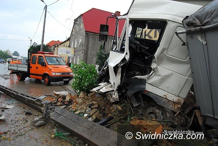 Słotwina/Świdnica: Kierowca tira dostał zarzut nieumyślnego spowodowania wypadku drogowego