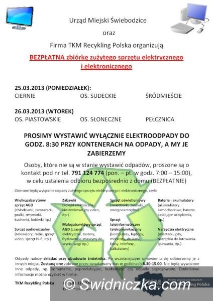 Świebodzice: Zbiórka elektrośmieci w Świebodzicach