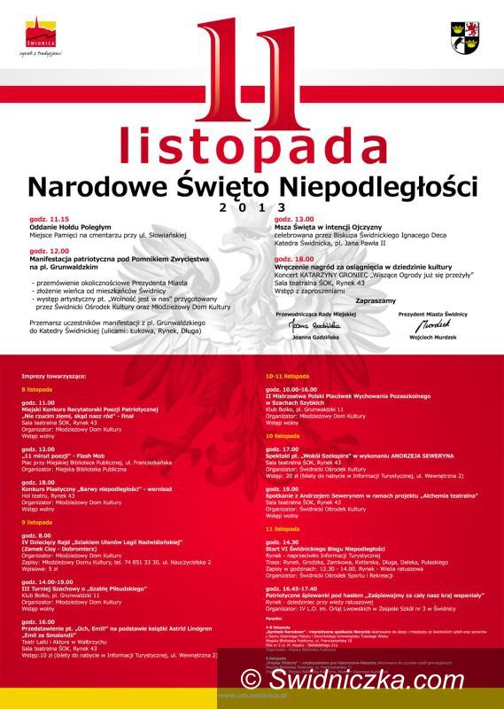 Świdnica: Święto Niepodległości w Świdnicy – szczegółowy program