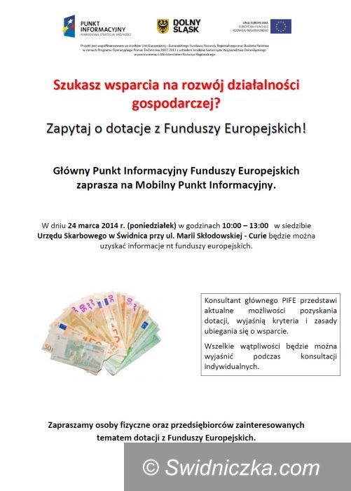 Świdnica: Mobilny Punkt Informacyjny o unijnych dotacjach w Świdnicy