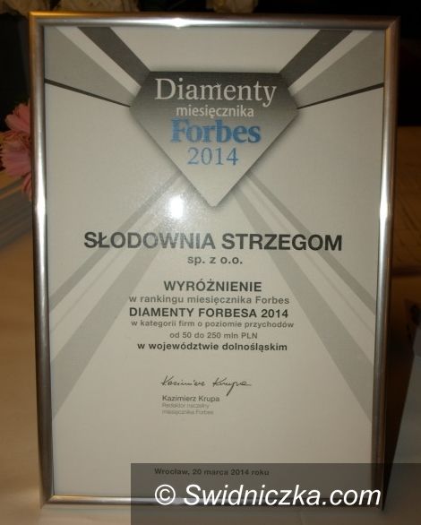 Strzegom/Kraj: Słodownia Strzegom w gronie „Diamentów Forbesa 2014”
