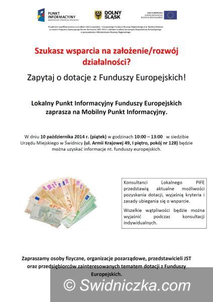Świdnica: Mobilny punkt informacyjny o funduszach UE w Świdnicy