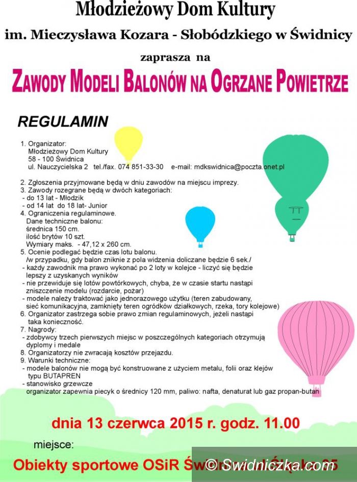 Świdnica: Zawody modeli balonów na ogrzane powietrze